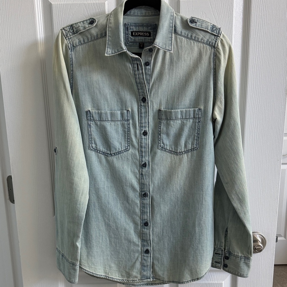 Express Light Blue Button Down Shirt - Picture 5 of 8